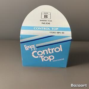 Vintage 90s Leggs Control Top Pantyhose Size B Sheer Toe Nude